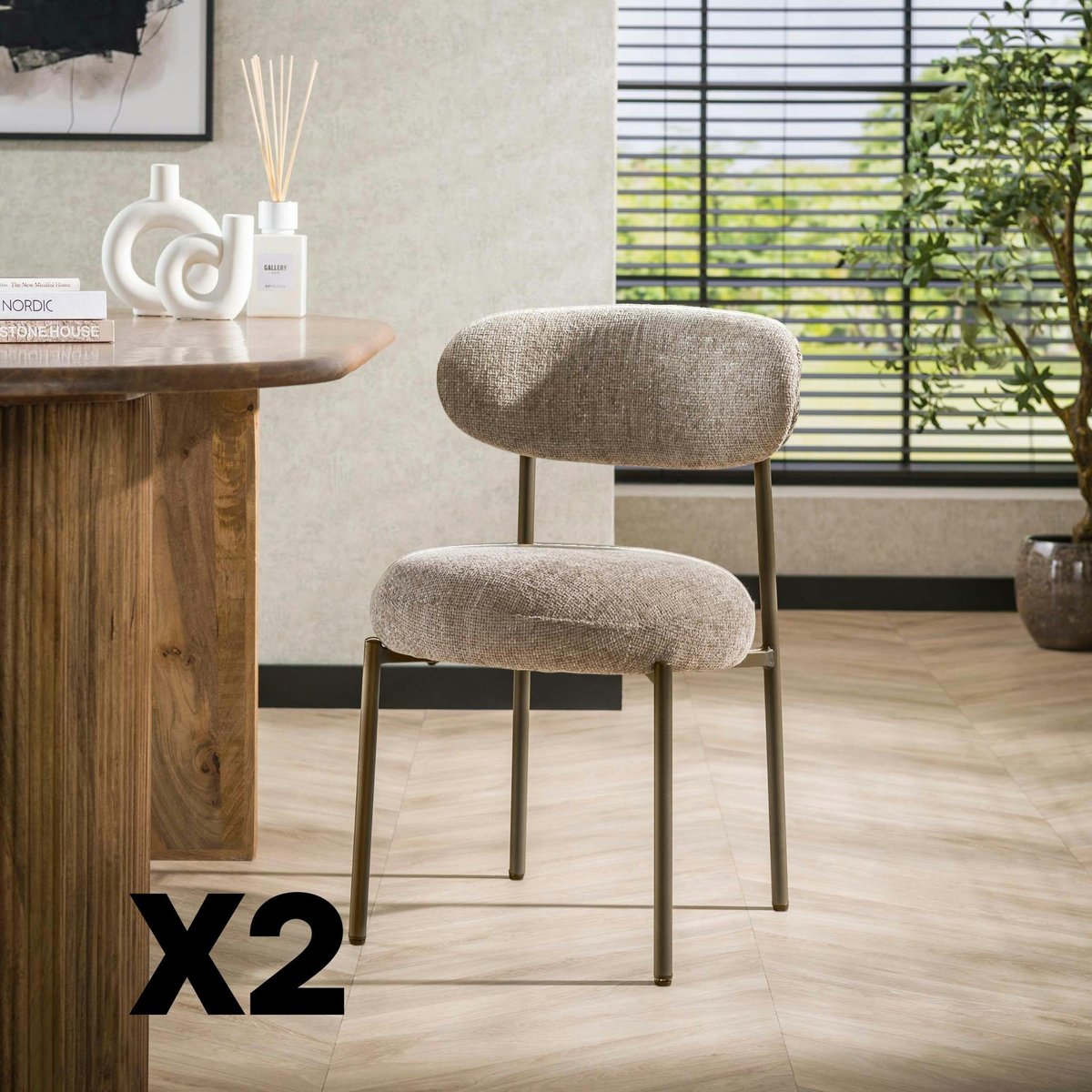 Lot de 2 chaises de table CREEK sable texturé, PIER IMPORT