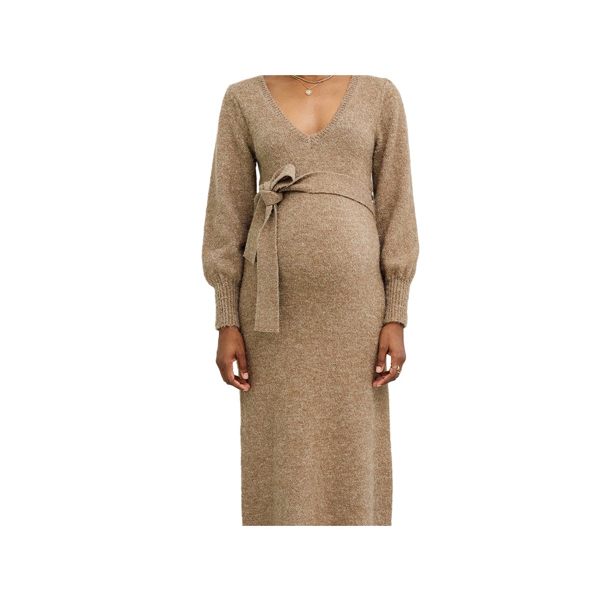 Robe longue de grossesse tricot chiné chocolat, VERTBAUDET