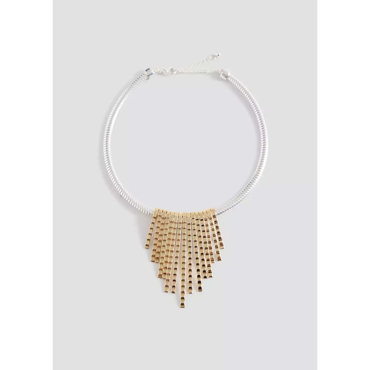Collier métallique franges argent, MANGO TEEN