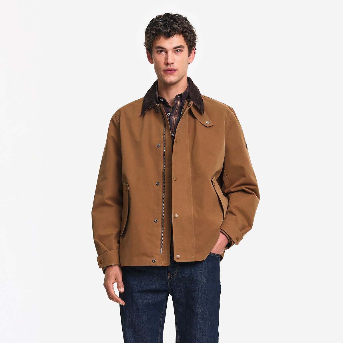 Veste déperlante avec col en velours côtelé marron, AIGLE