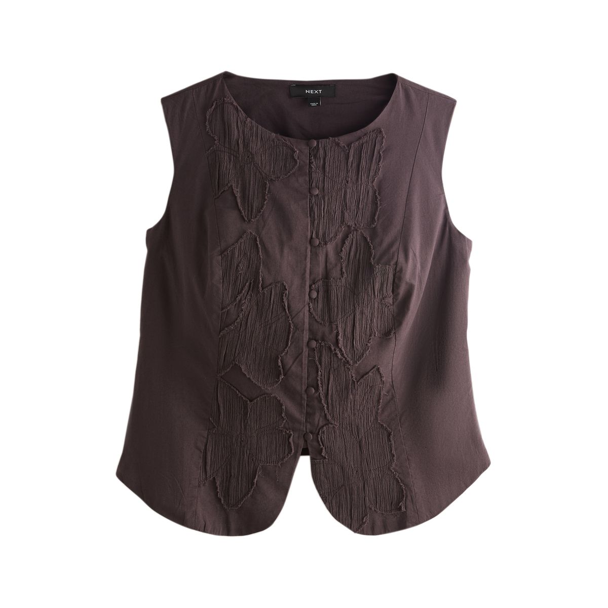 Haut à motif floral appliqué et texturé marron chocolat, NEXT