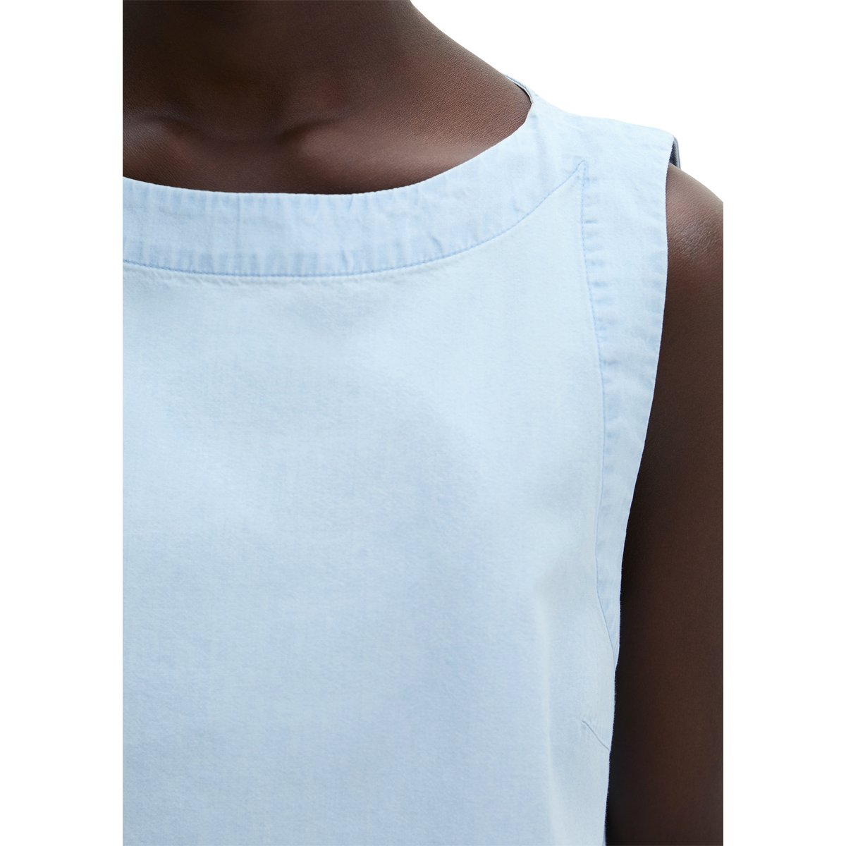 Top chemisier relaxed cropped avec Tencel™ Lyocell bleu clair, MARC O'POLO