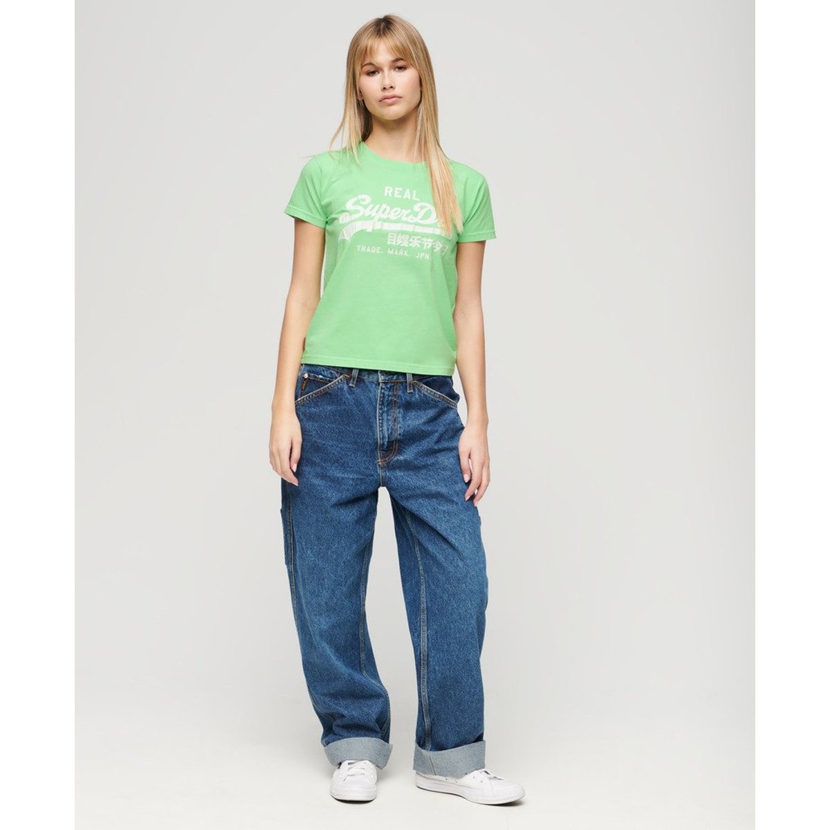 T-shirt ajusté à motif fluo vert menthe néon, SUPERDRY