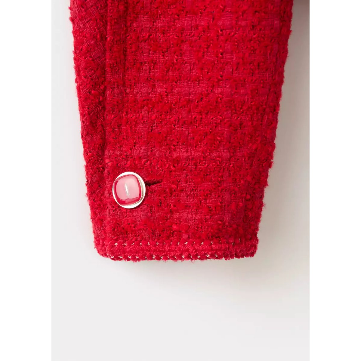 Veste tweed boutons bijoux rouge, MANGO
