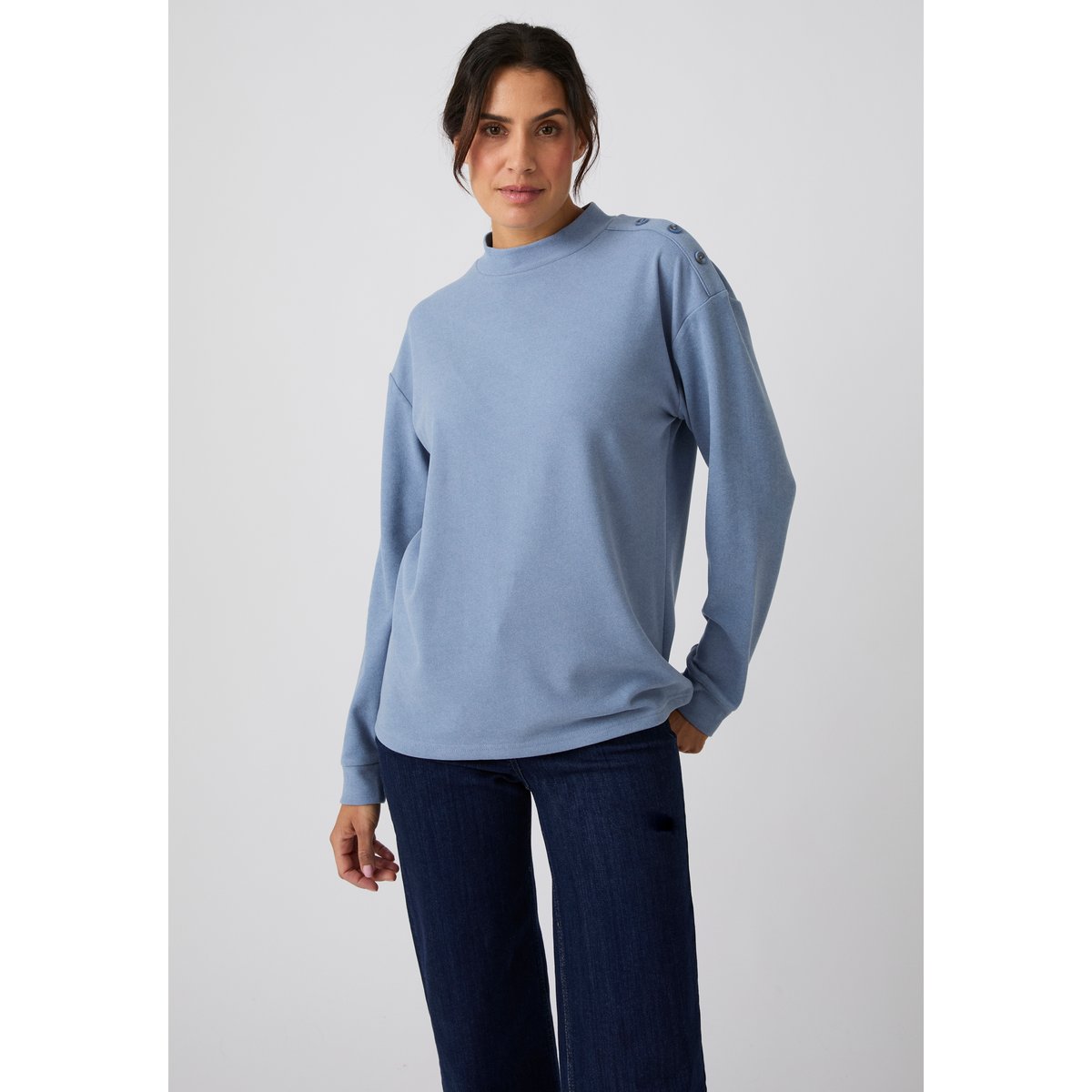 T-shirt col montant Thermolactyl maille chaude bleu, DAMART