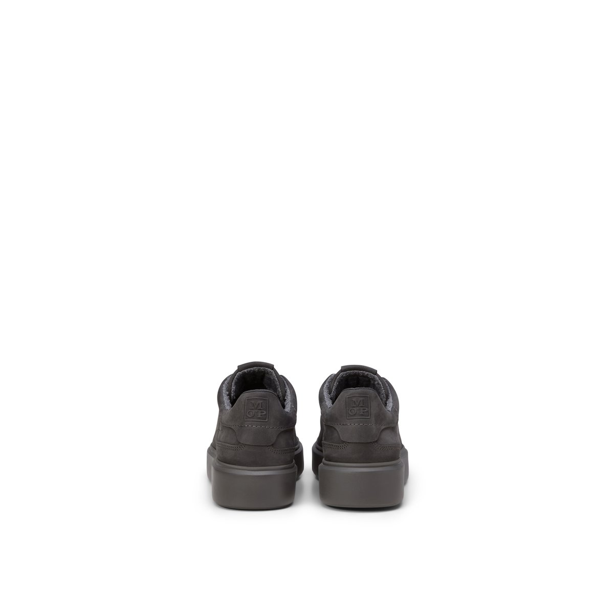 Baskets à semelles cuvette Modèle Cora en cuir de vachette nubuck de haute qualité noir, MARC O'POLO