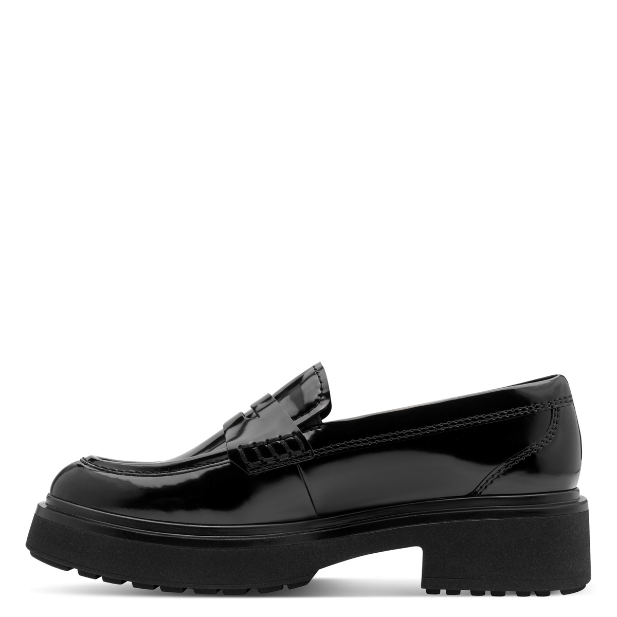 Mocassins vernis à semelle épaisse noir, TAMARIS