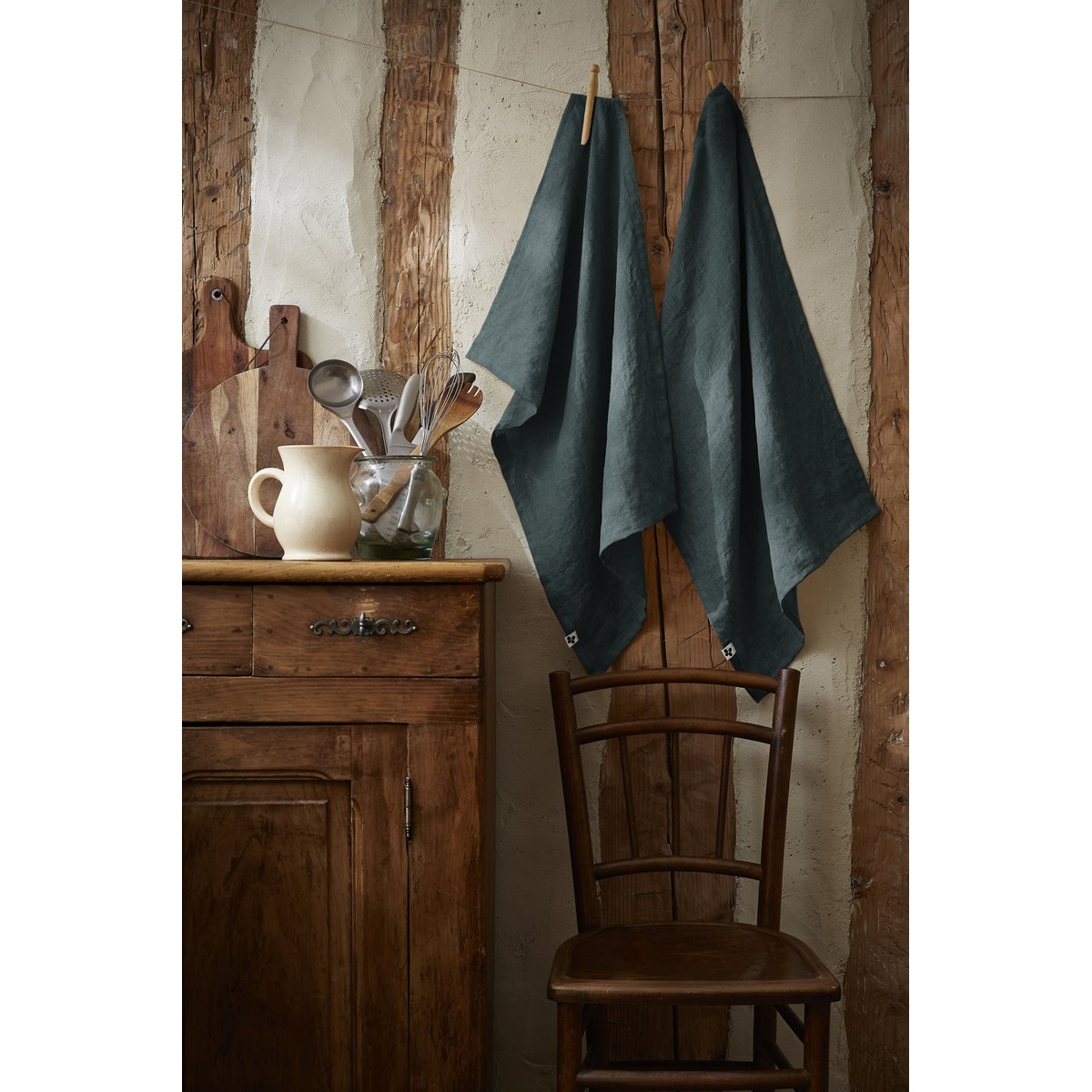 Lot de 2 torchon essuie-vaisselle lin Collection Soline sable, EDEN