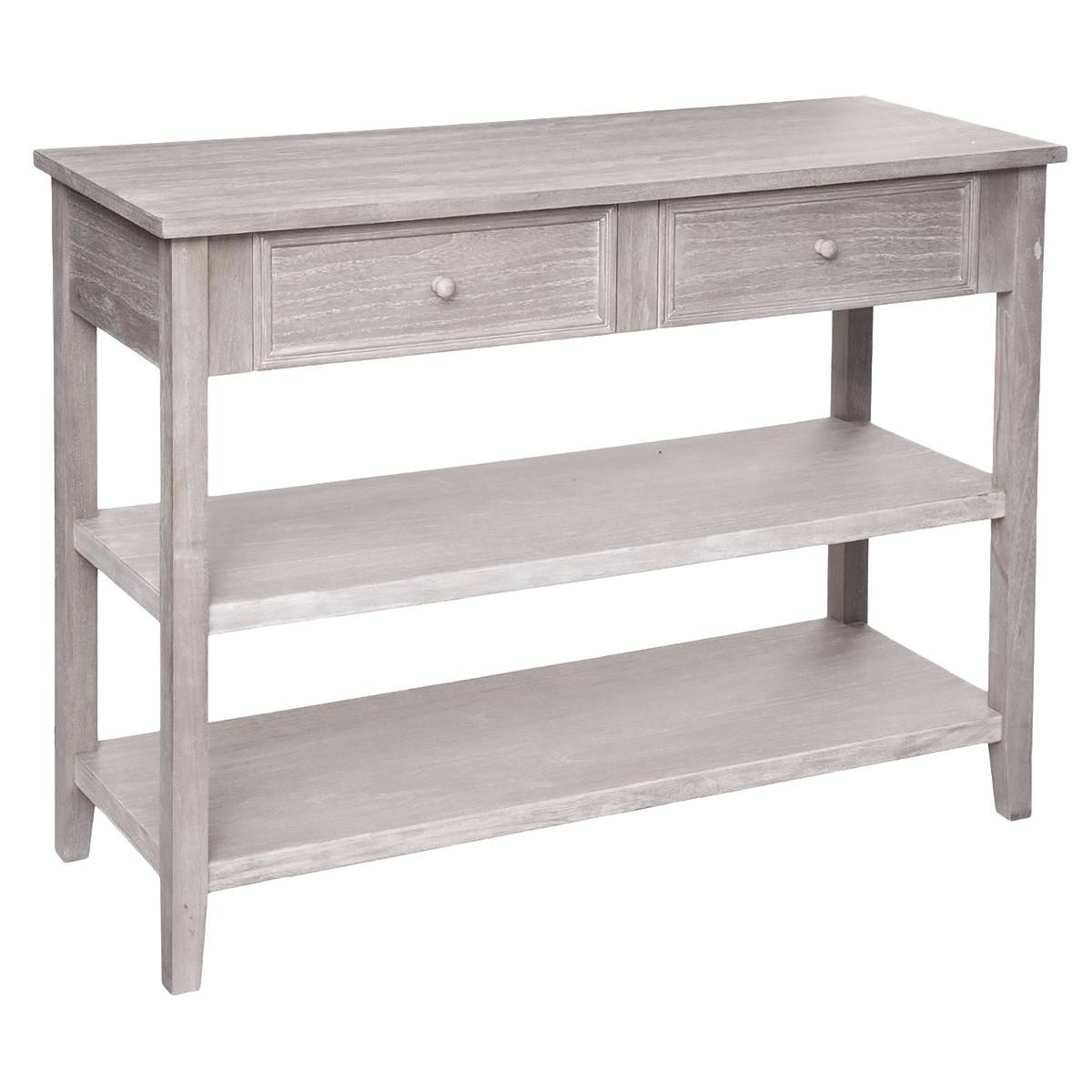 Console 2 tiroirs 2 étagères finition cérusée CHARME beige, ATMOSPHERA