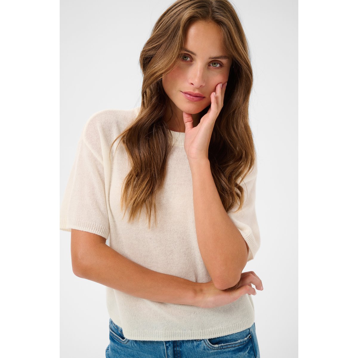 Pullover tricoté blanc whisper white, KAFFE
