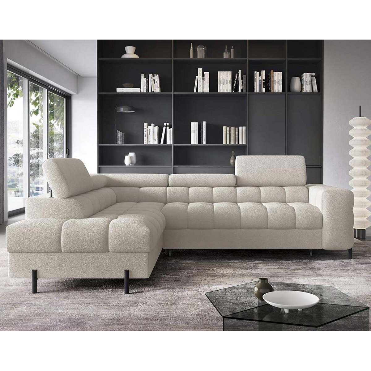 Canapé d'Angle Convertible 5 places - ELISA beige, BEST MOBILIER
