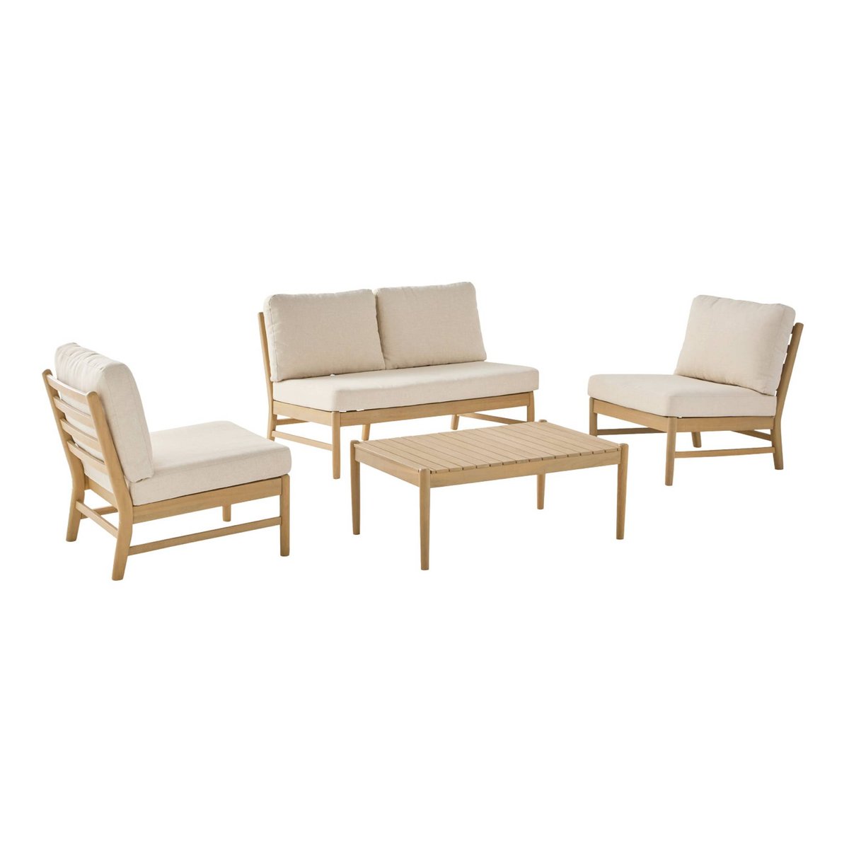 Salon de jardin bois d'acacia 4 places  LUNARI naturel / beige, SWEEEK