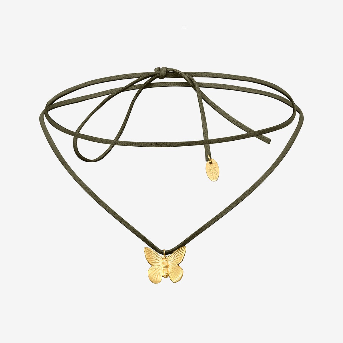 Collier/bracelet cordon doré kaki petit modèle - butterfly kaki, CAROLINE NAJMAN