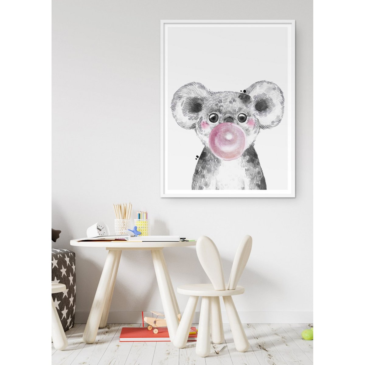 Affiche 'Bulle de Koala Rose' blanc, L'AFFICHERIE