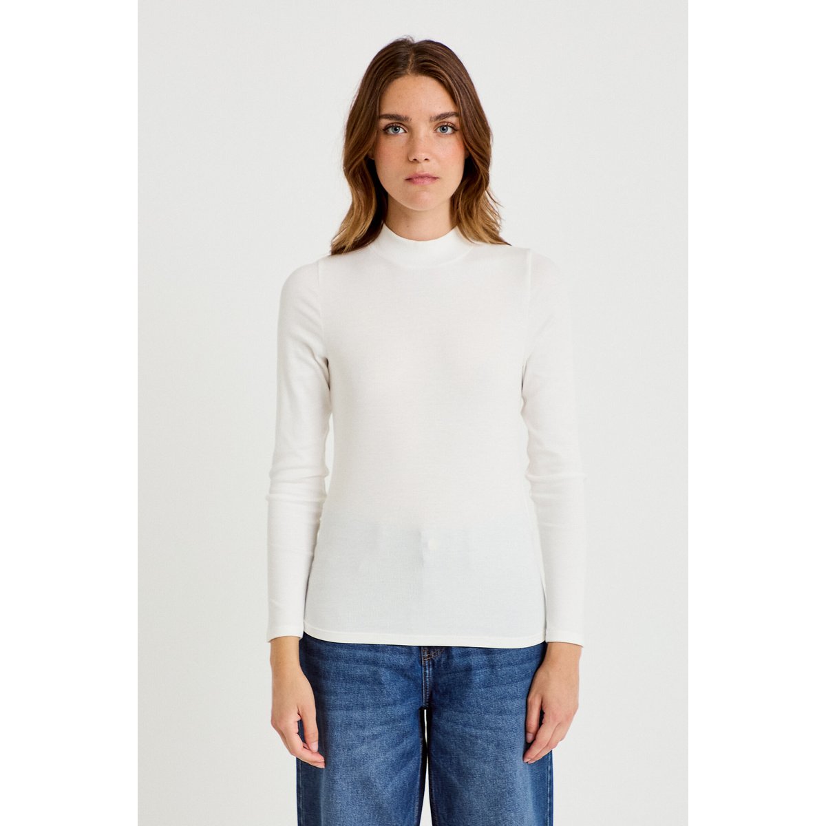 T-shirt ajusté manches longues ecru, CACHE CACHE