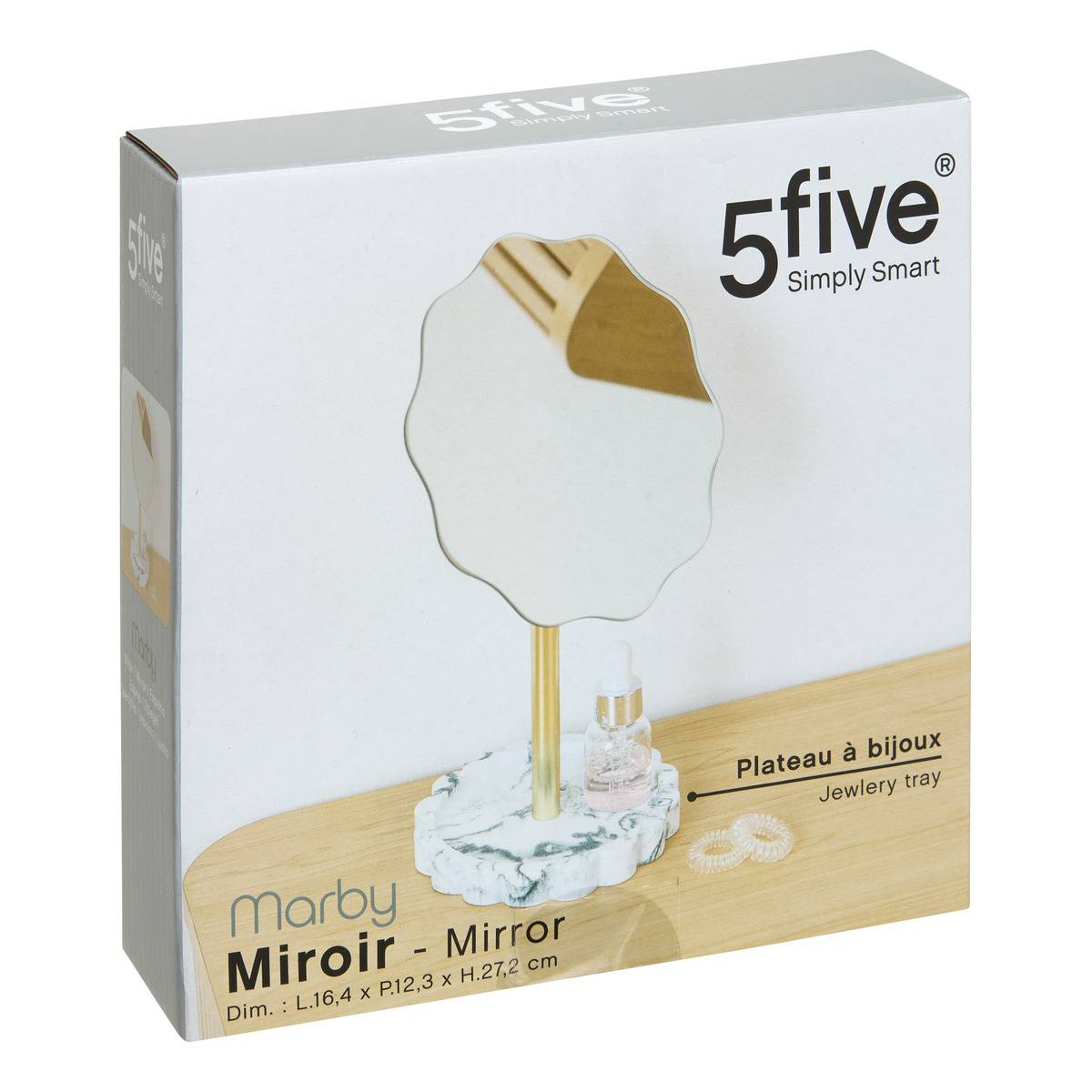 Miroir à poser effet marbre MARBY blanc, 5FIVE SIMPLY SMART