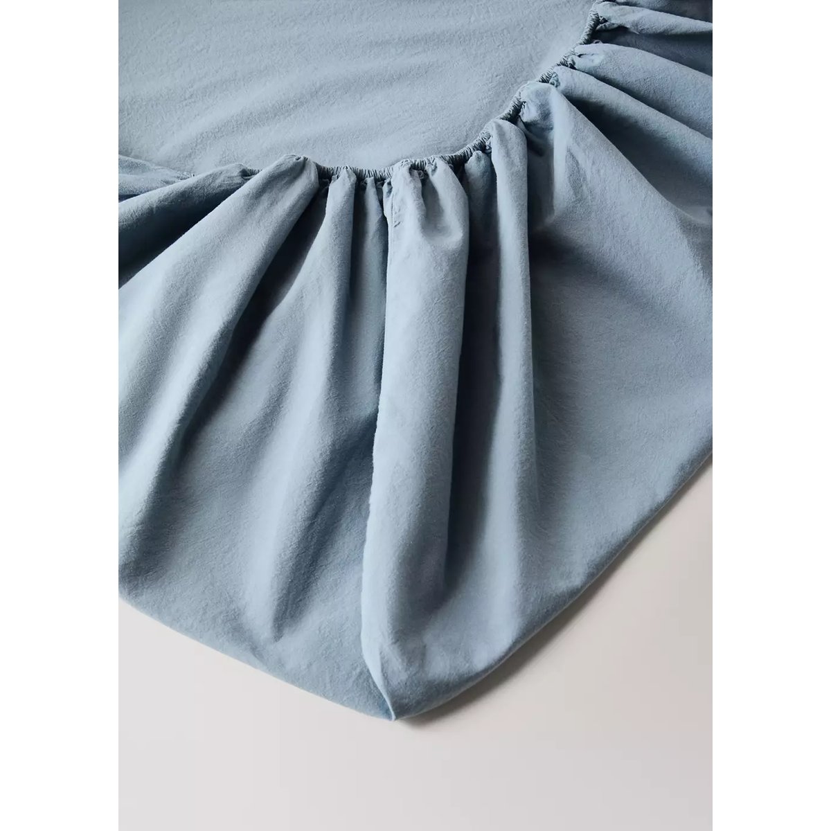 Drap-housse coton lavé lit 150 bleu, MANGO HOME