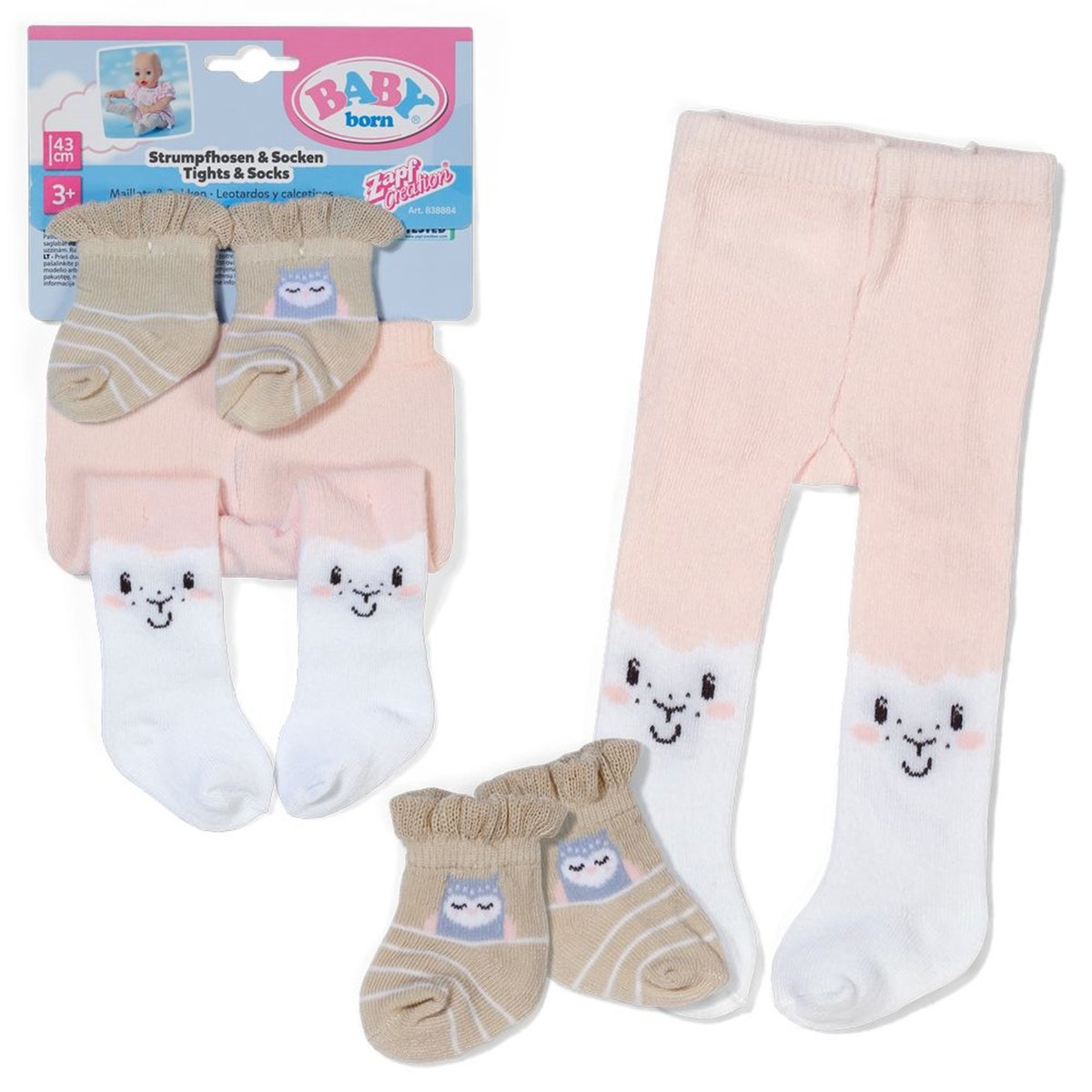 BABY born - Chaussettes et collants Moutons pour poupée de 43 cm multicolore, ZAPF CREATION