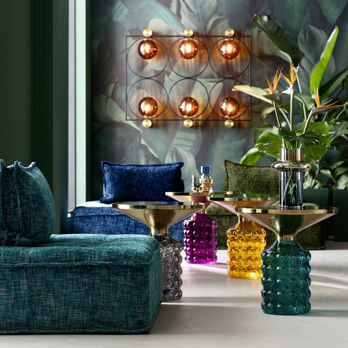Table d'appoint en verre bullé, LOLA gris, KARE DESIGN