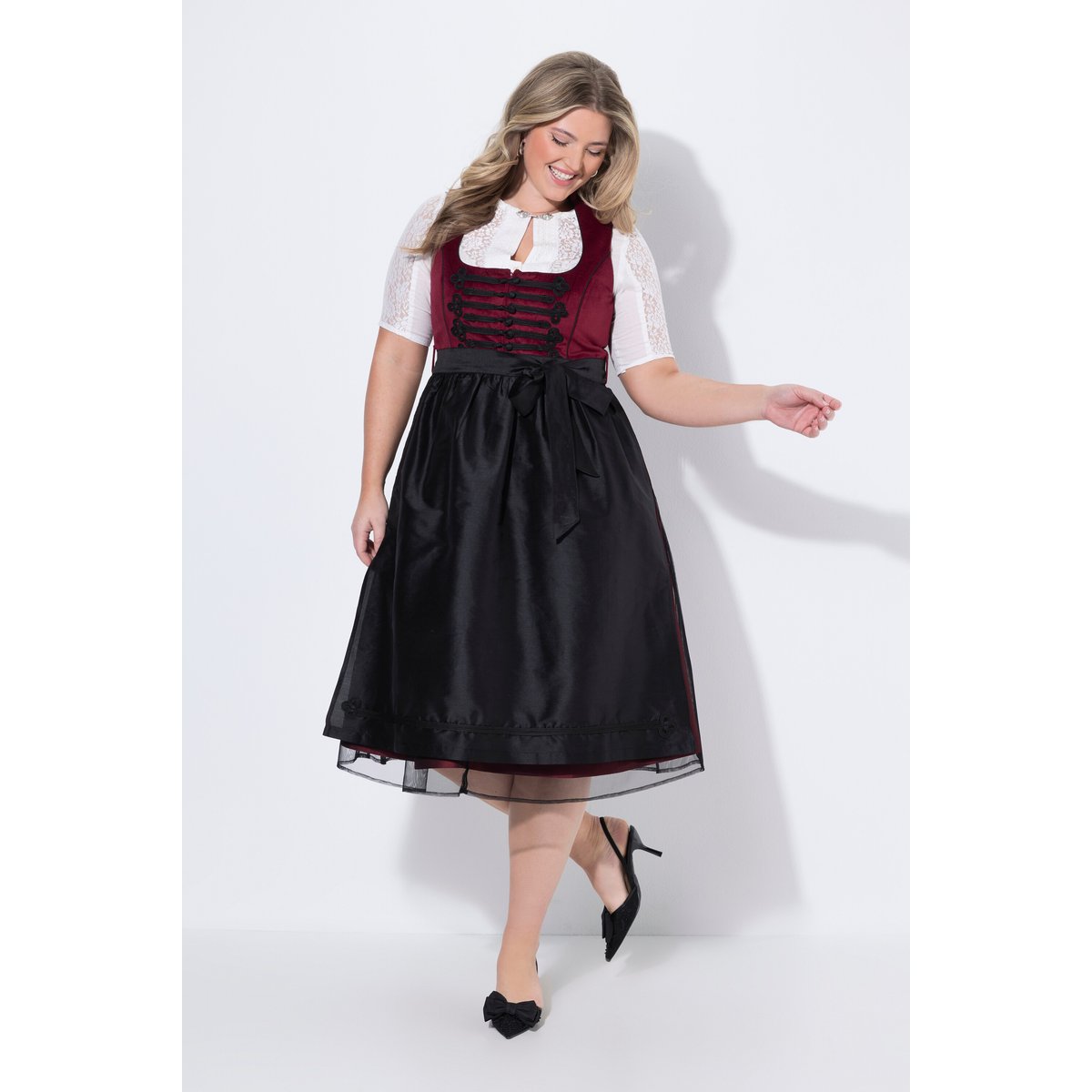 Dirndl sans manches rouge vin, ULLA POPKEN