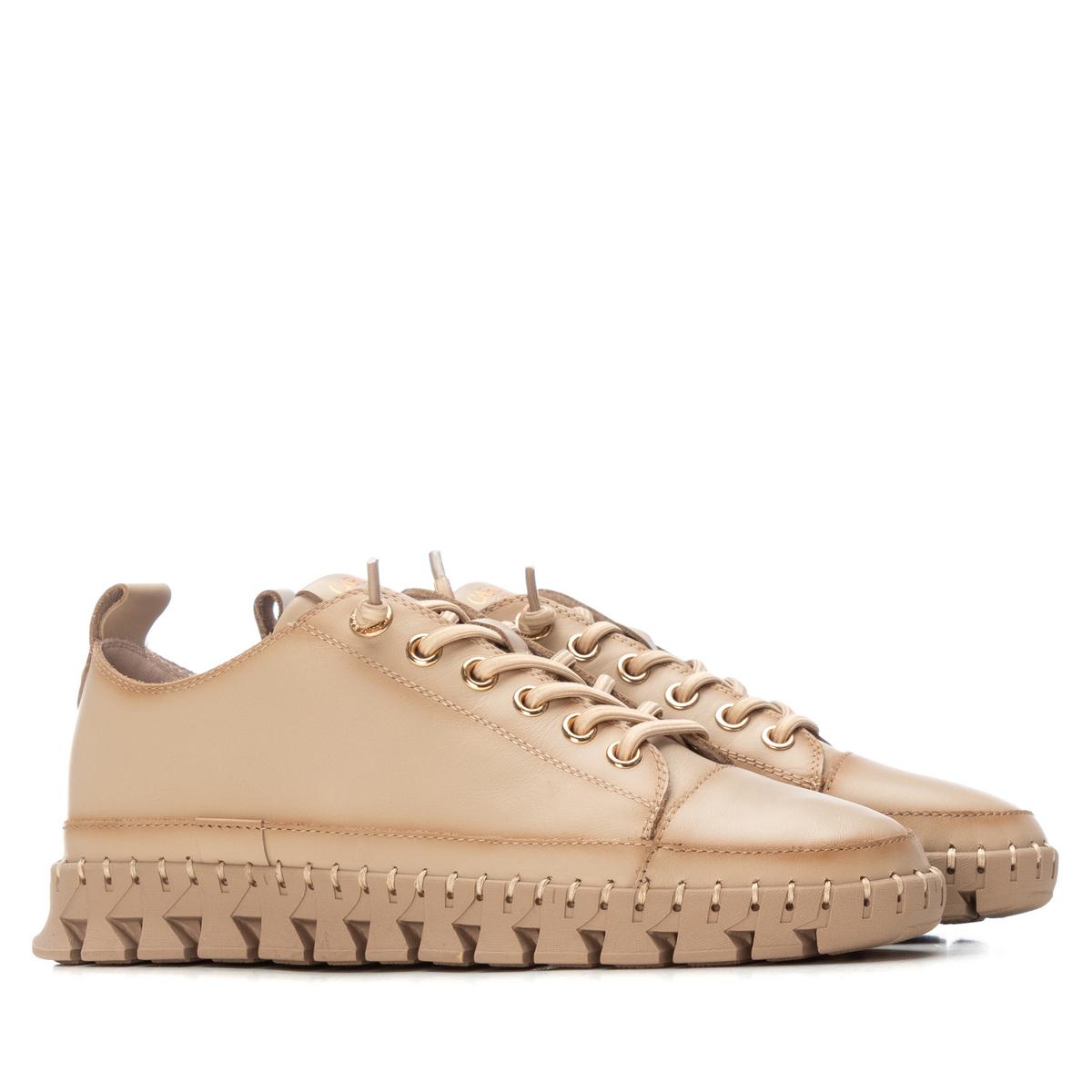 Baskets Plaine Décontractée Lacets beige, CARMELA