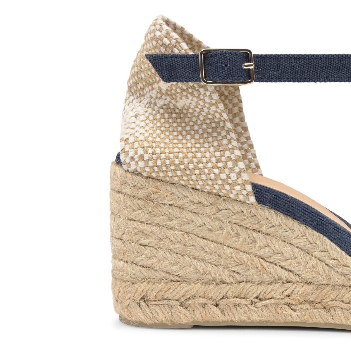 Espadrilles compensées à bride cheville et talon tressé CAROL PLATFORM bleu, CASTANER