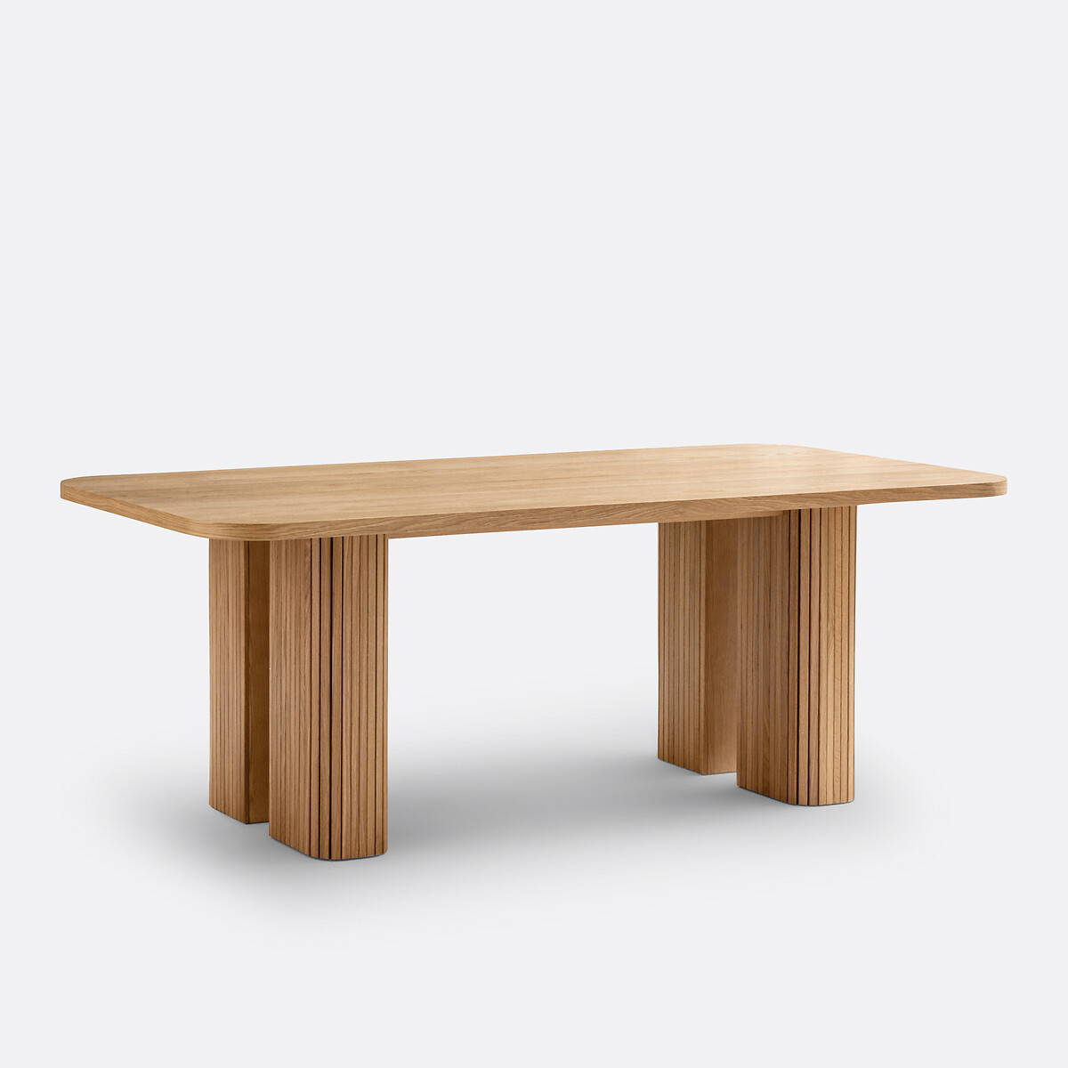 Mesa de comedor rectangular de chapado de roble y pino, de 6 a 8 cubiertos, LATTI color roble, LA REDOUTE INTERIEURS