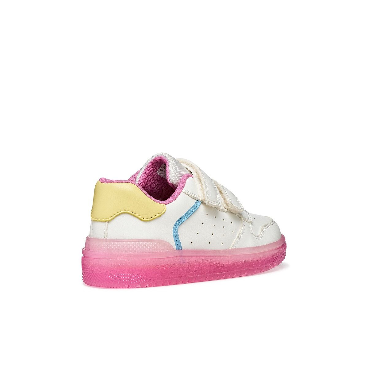 Kids Washiba Breathable Trainers with Touch 'n' Close Fastening white/pink, GEOX