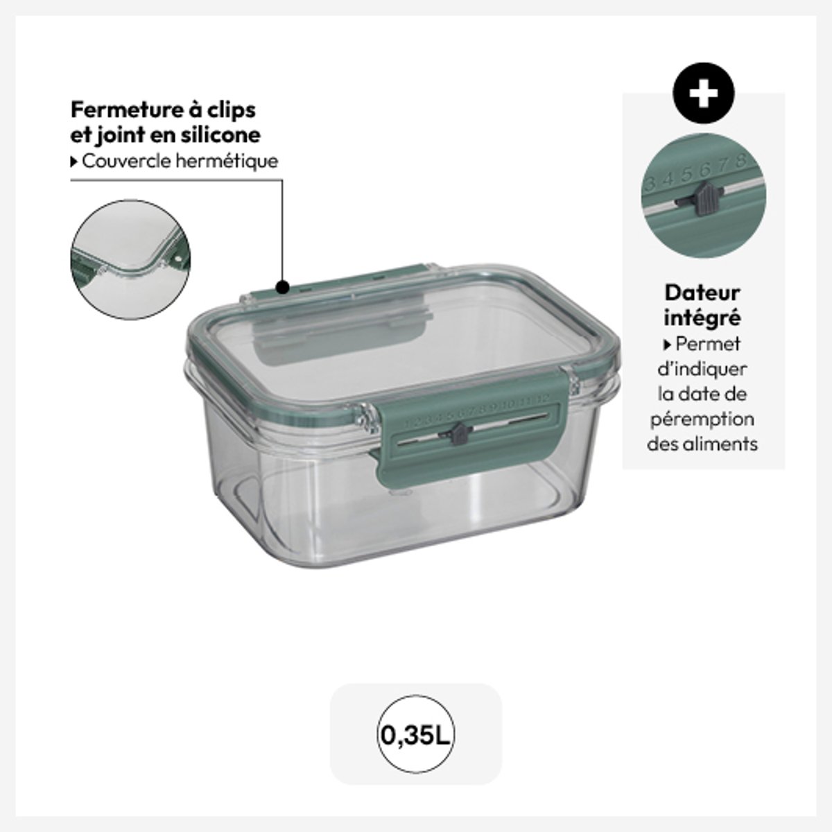 Boîte de conservation 0,35L hermétique NÉO transparent, 5FIVE SIMPLY SMART