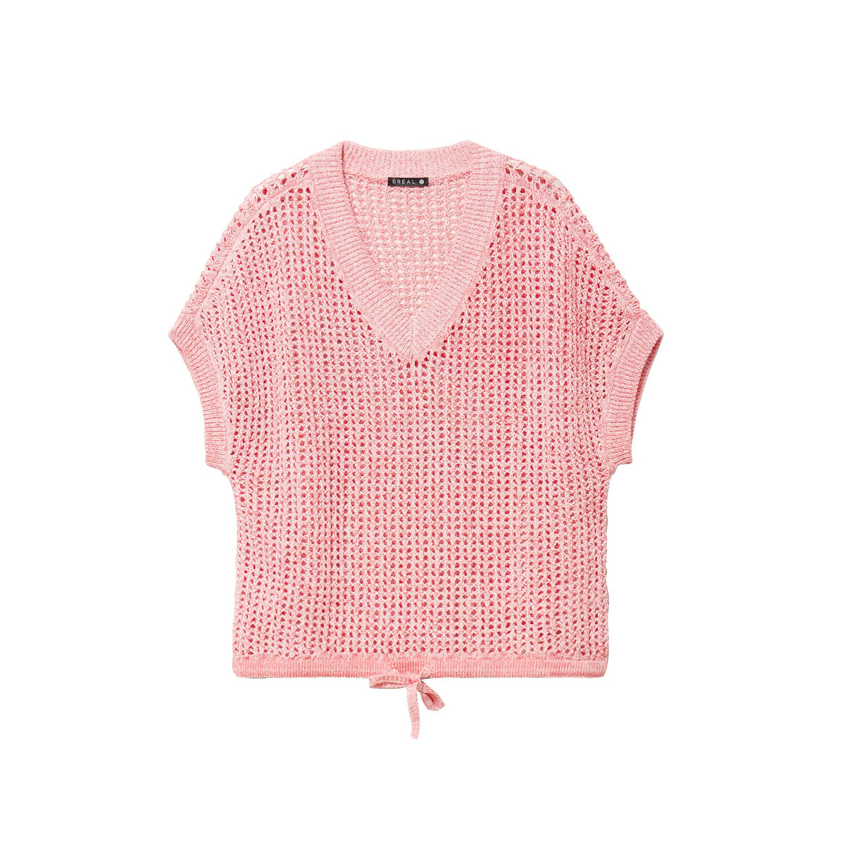 Pull col v manches courtes rouge, BREAL