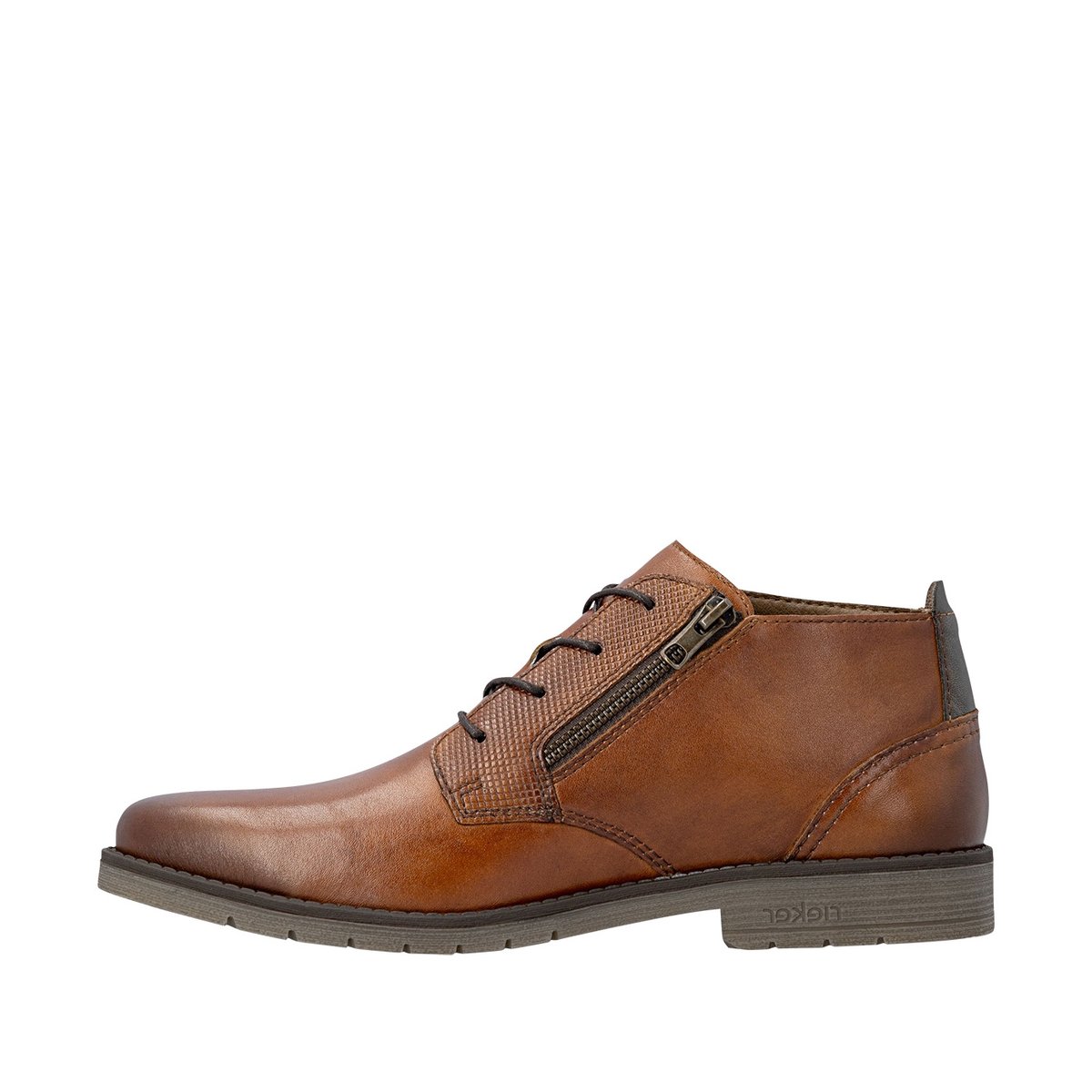 Derbies en cuir cognac pourvues d'une semelle à talon plat et de lacets brun, RIEKER