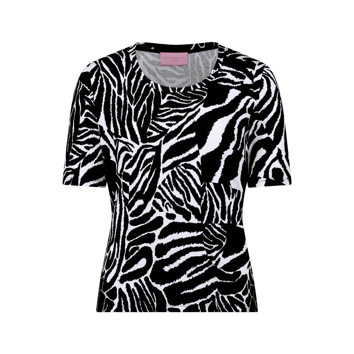 T-shirt basique de texture côtelée noir/blanc, BETTY BARCLAY