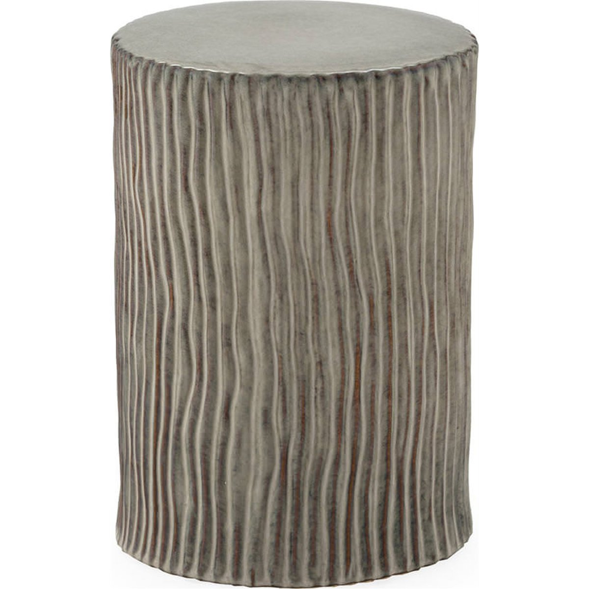 Tabouret céramique à rayures, Rendu artisanal gris texturé, RECOLLECTION
