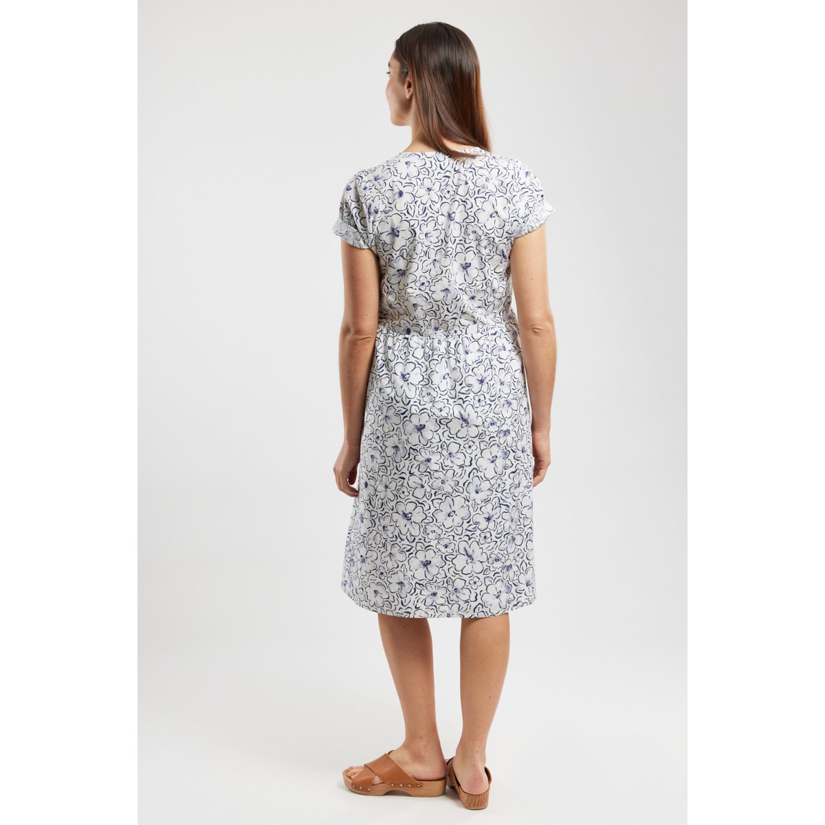 Robe cache-coeur fleurie en coton imprimé fleuri blanc/seal, ARMOR-LUX