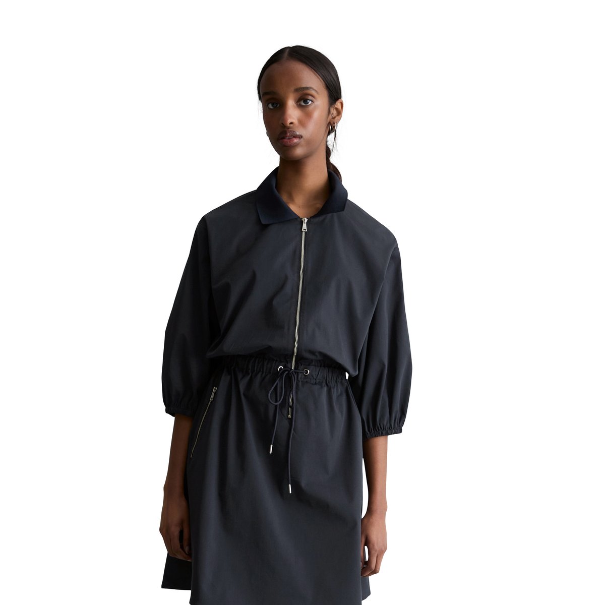 Robe courte relaxed en coton organique mélangé stretch bleu foncé, MARC O’POLO DENIM