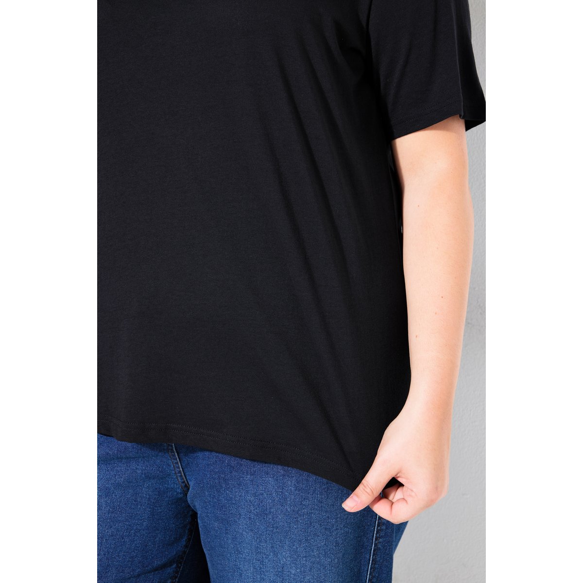 T-shirt, coupe classique, manches mi-hauteur noir, ULLA POPKEN