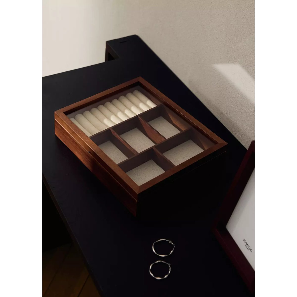 Grande boîte à bijoux en bois marron, MANGO HOME