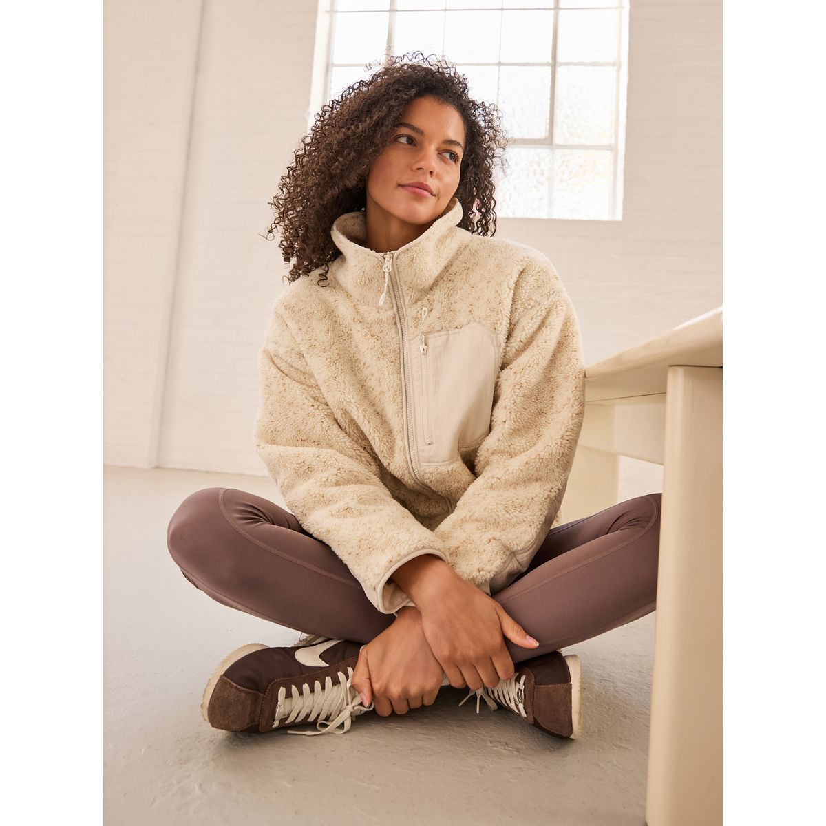 Veste zippée en imitation peau de mouton naturel, NEXT