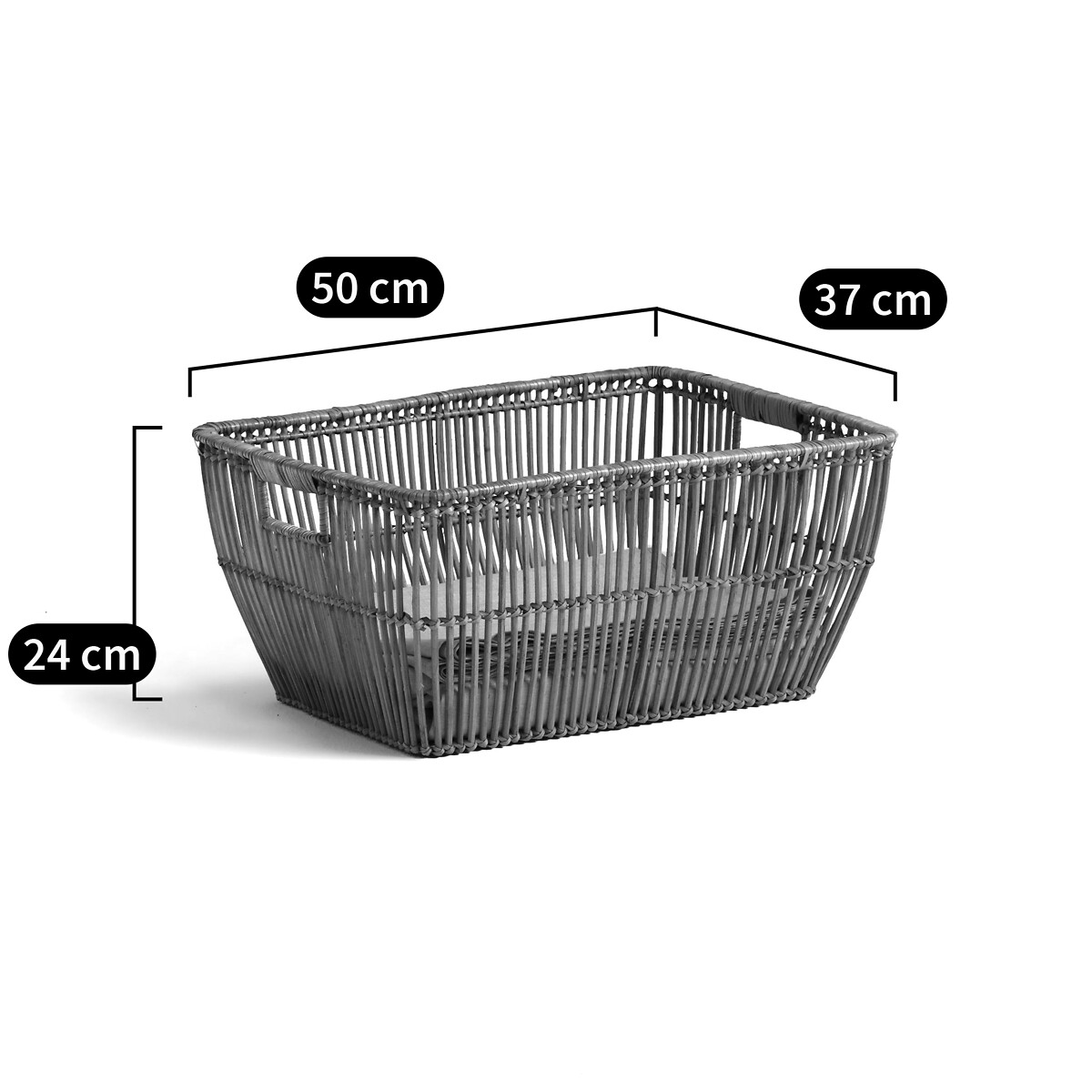 Panier à linge rotin L50xH24cm Sentaku naturel, AM.PM