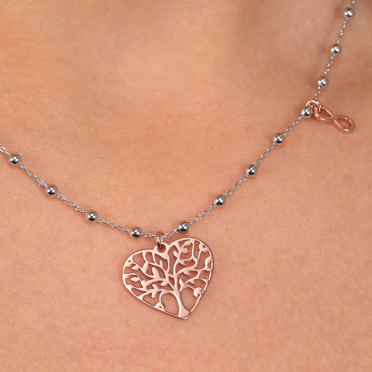 Collier en argent 925 BUENA SUERTE argent/or rose, BLUESPIRIT