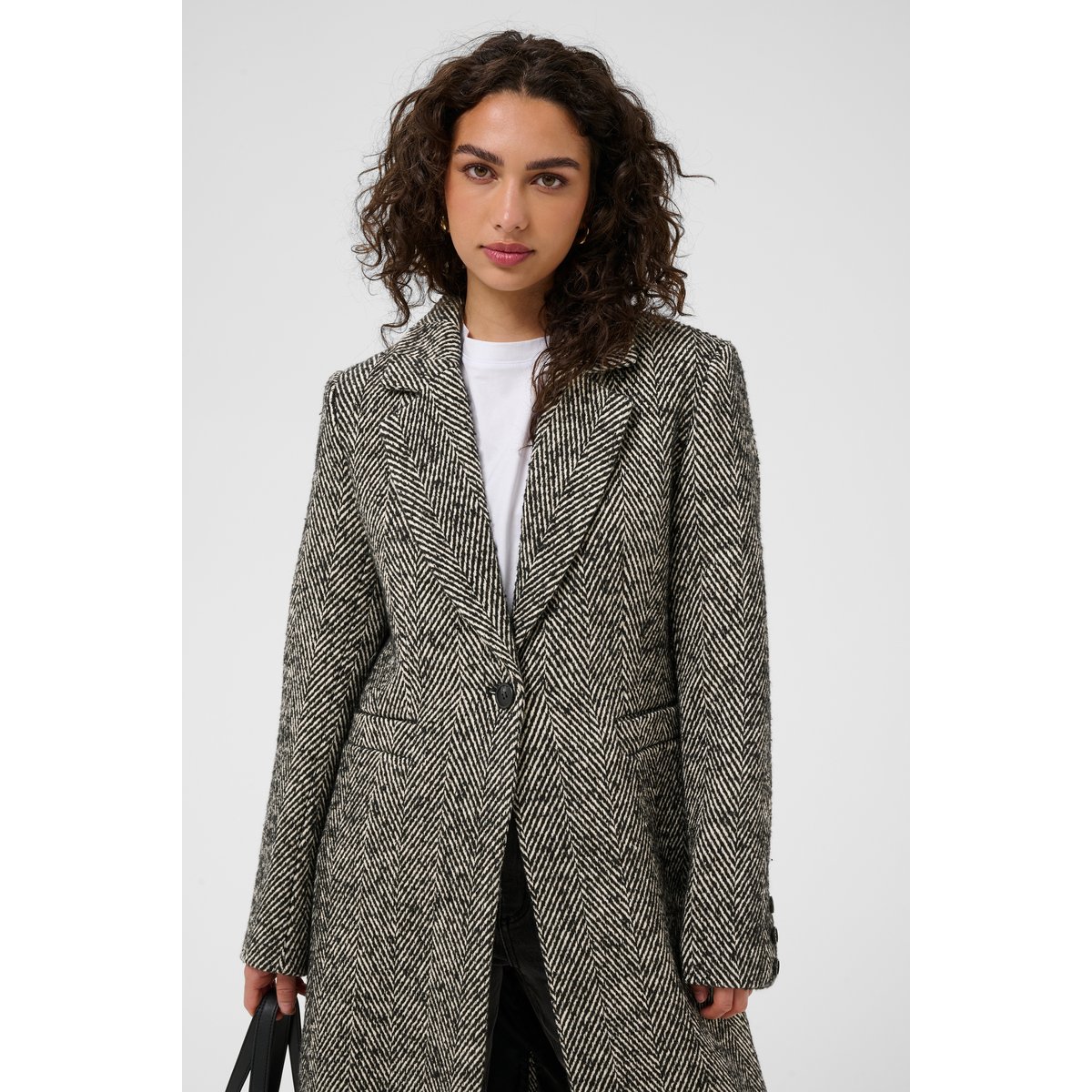 Manteau noir blanc black/chalk, KAFFE