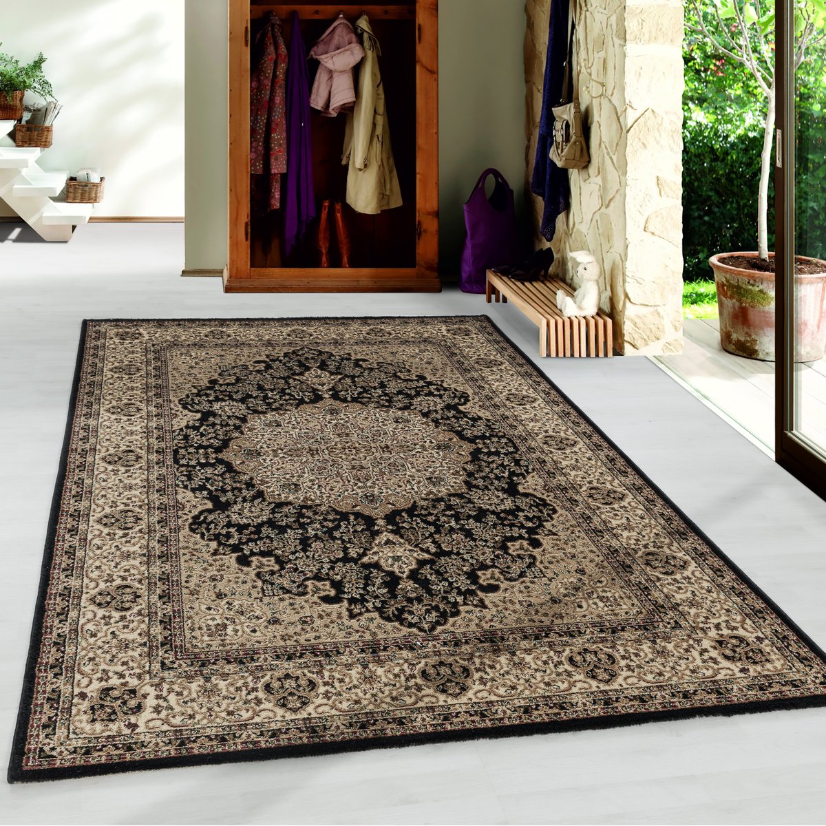 Tapis style moyen-orient TANGER noir, NAZAR RUGS