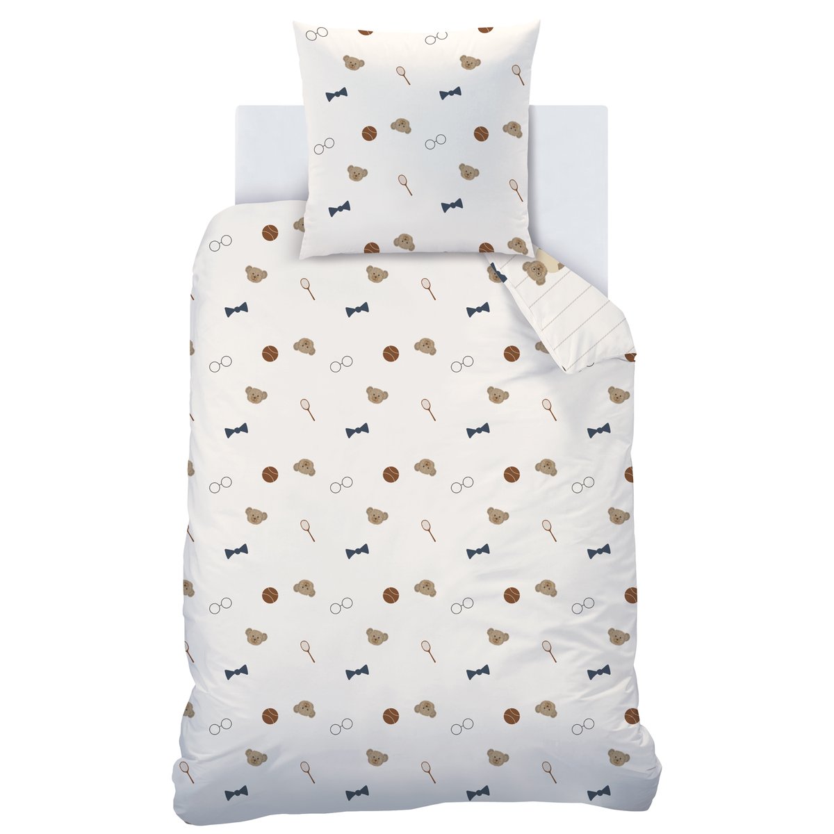 Parure de lit imprimée 100% coton, TEDDY BEAR beige, MATT ET ROSE