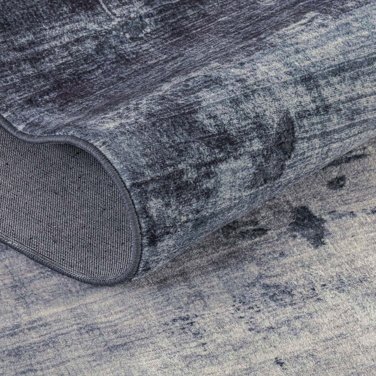 Tapis en polyester imprimé à la machine anthracite multicolore, GINO FALCONE