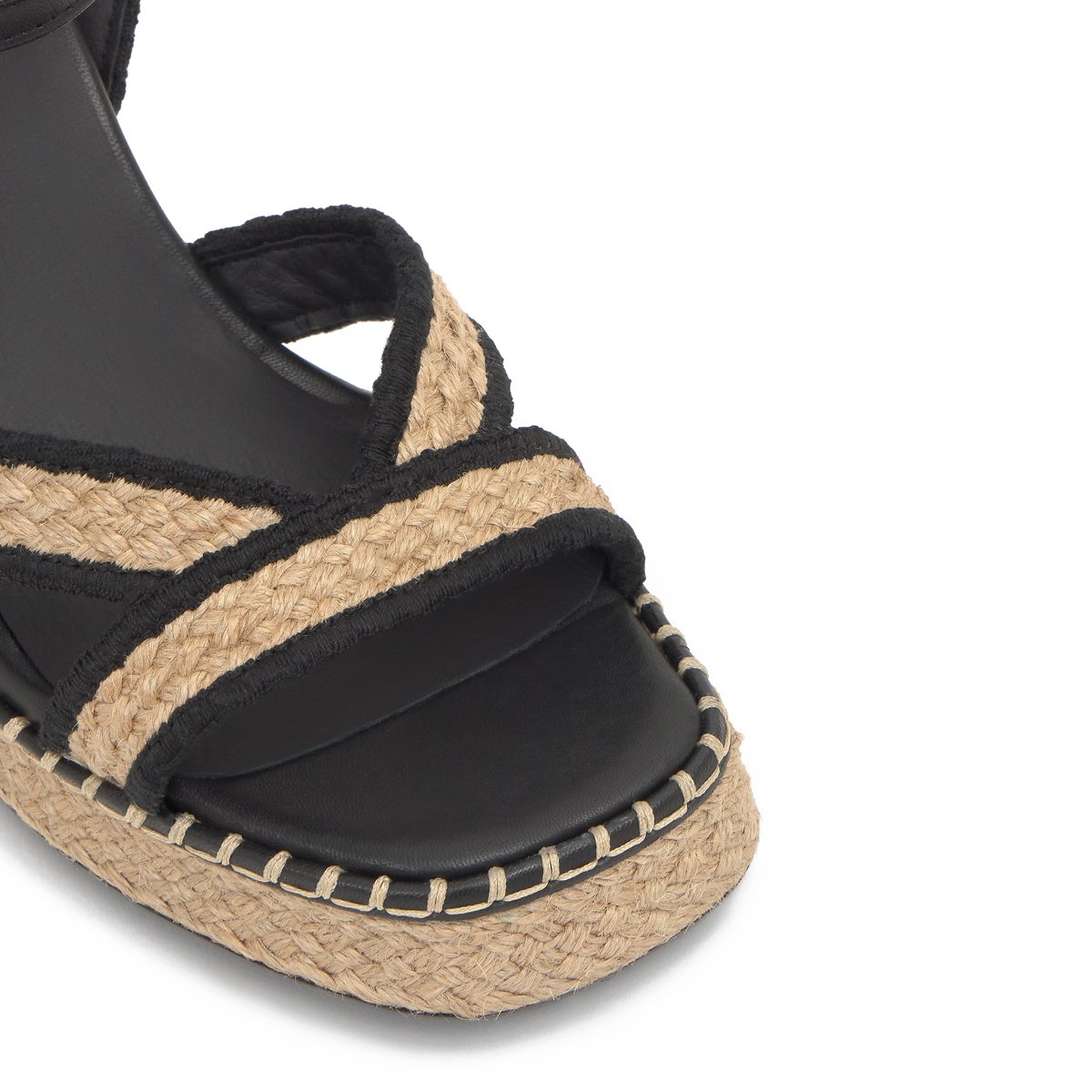 Sandales compensées en jute tressé à boucle VANISH PLATFORM noir, CASTANER
