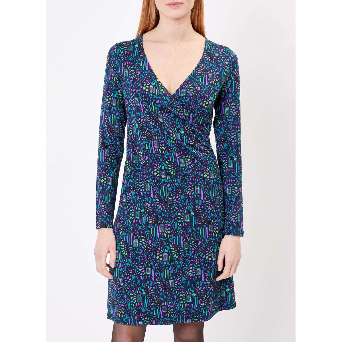 Robe imprimée cintrée en maille SALLY bleu, PRINCESSE NOMADE