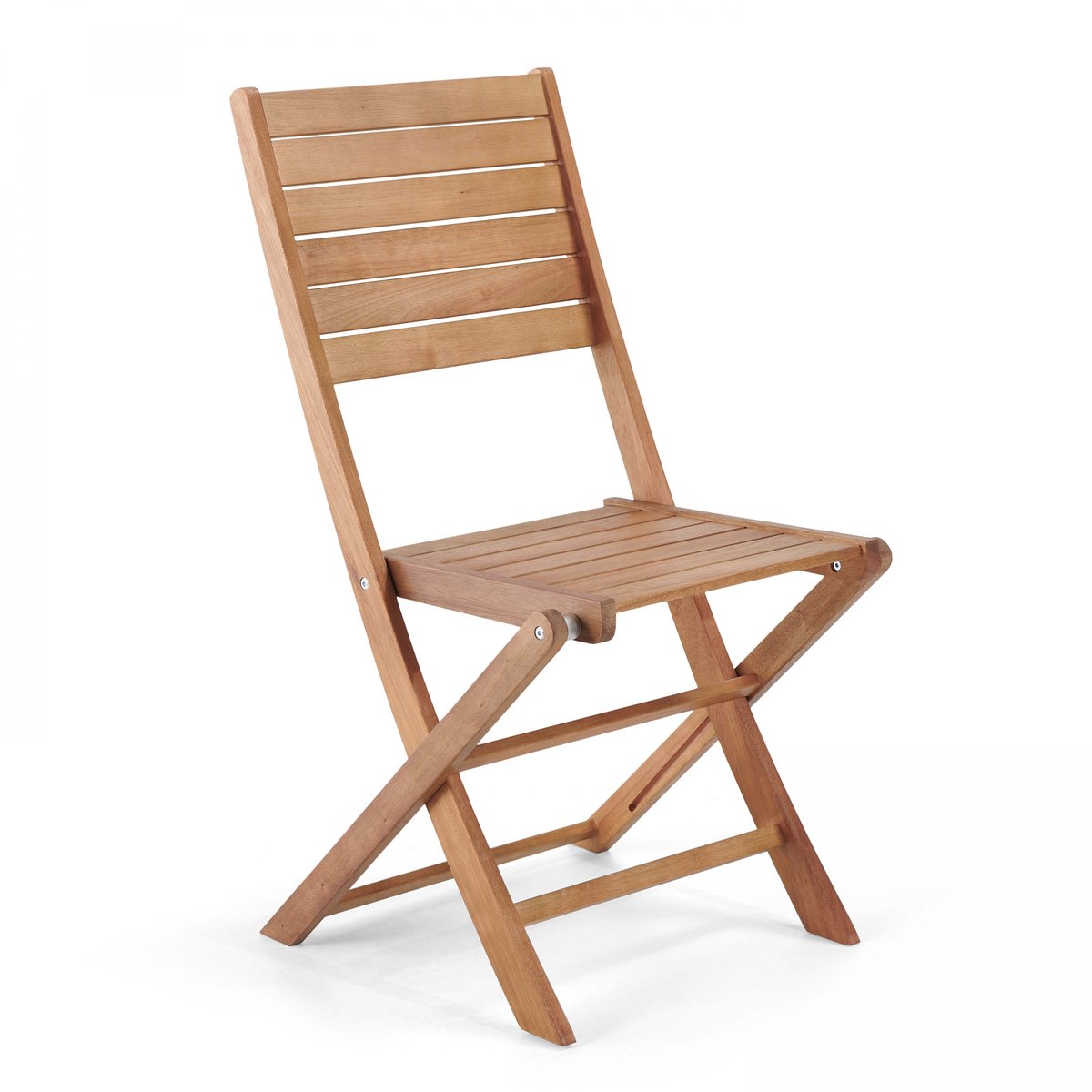 Lot de 2 chaises pliantes eucalyptus, CANET marron, OVIALA