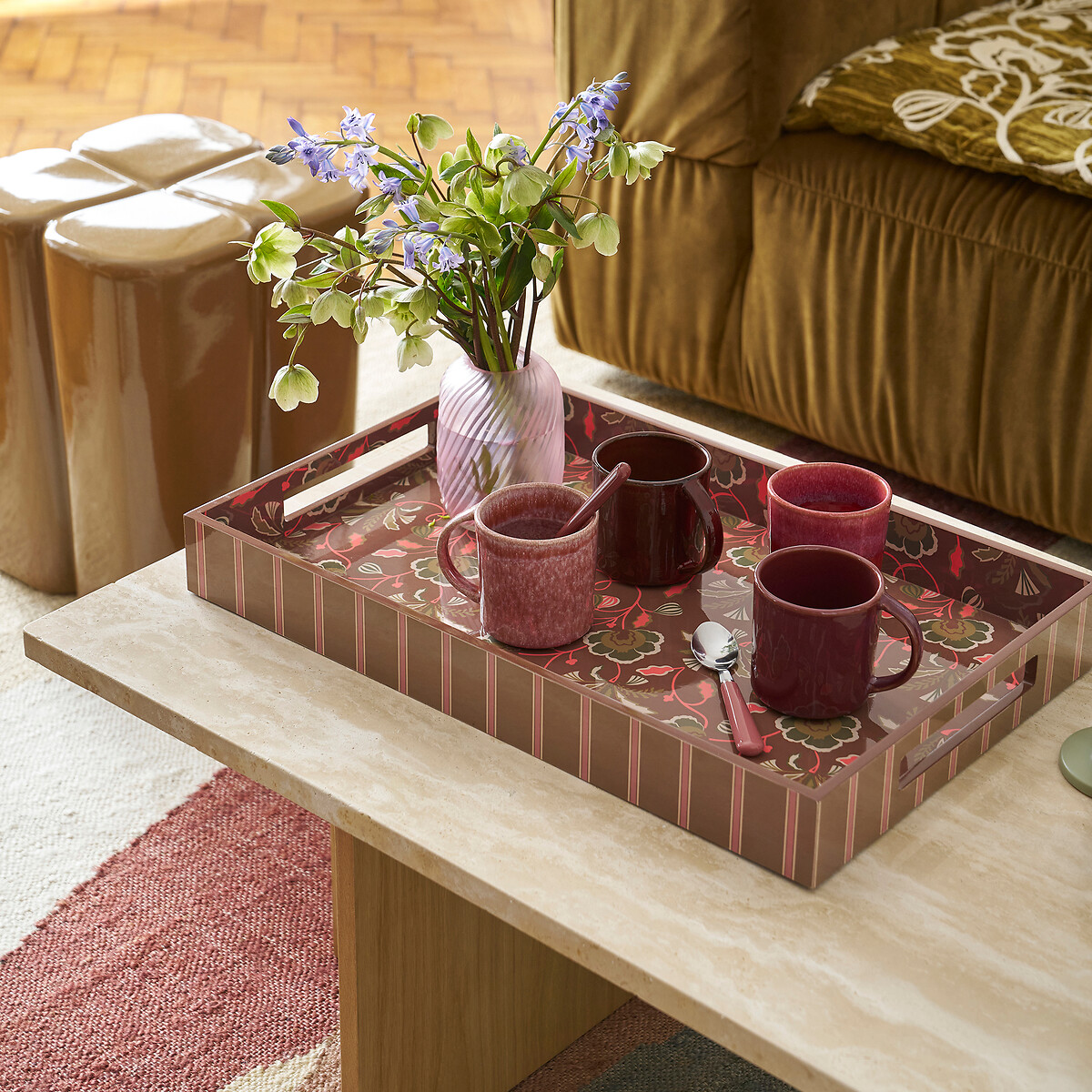 Lot de 2 mugs en grès émail réactif, Sintra rose/marron, LA REDOUTE INTERIEURS