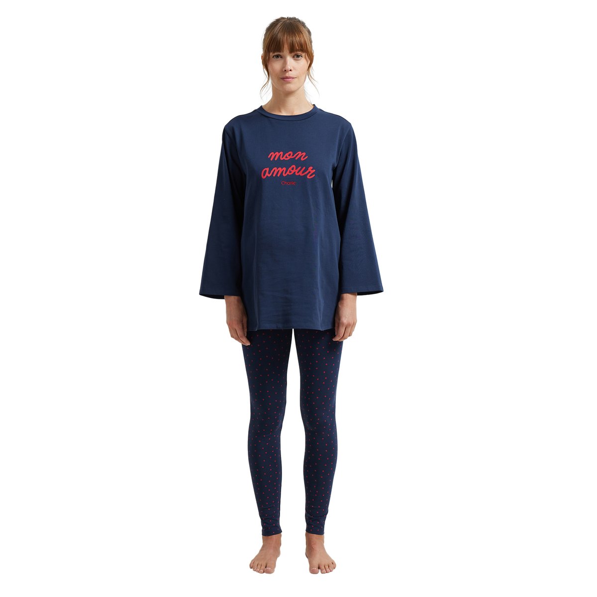 Ensemble 2 pièces pyjama de grossesse "mon amour" marine, VERTBAUDET