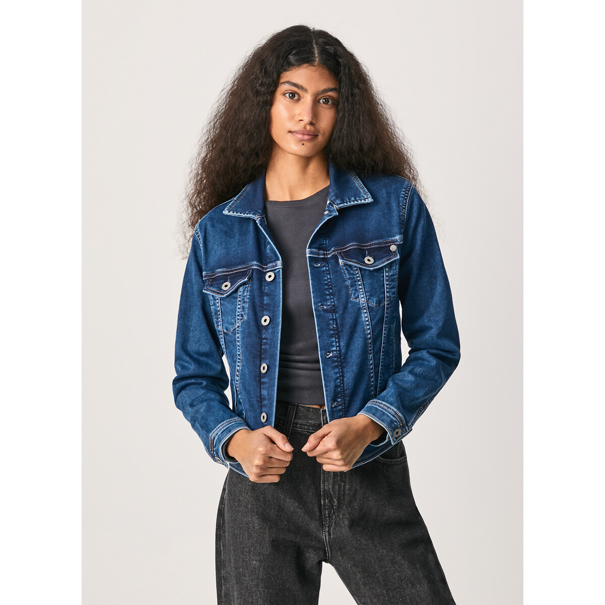 Veste courte en jean medium blue, PEPE JEANS